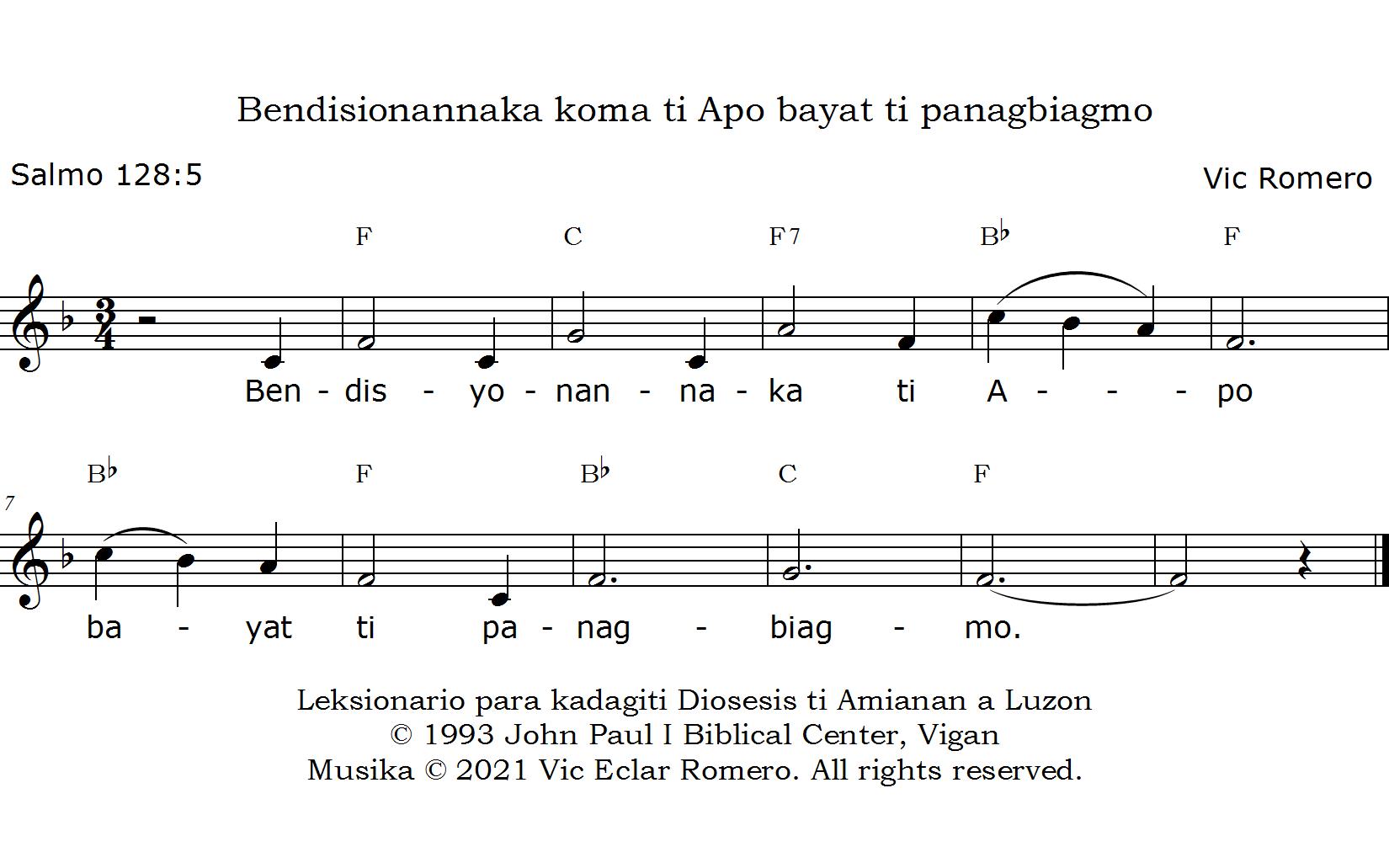 Bendisionannaka koma ti Apo bayat ti panagbiagmo